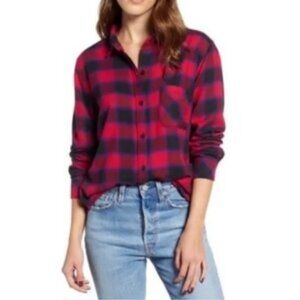 Rails Milo Plaid Flannel in Black and Cherry Violet Size Medium